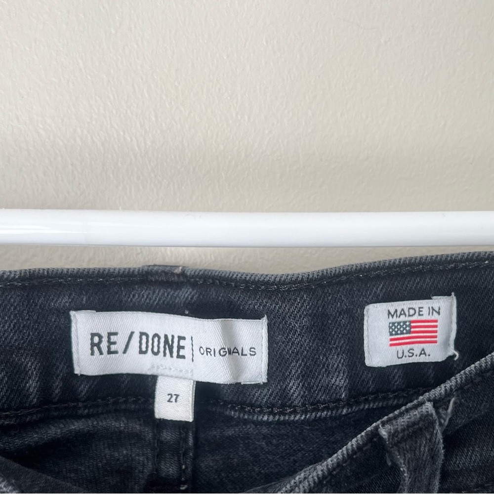 Re/Done Originals Faded Black High Rise Ankle Crop Jeans Size 27 - Picture 5 of 9